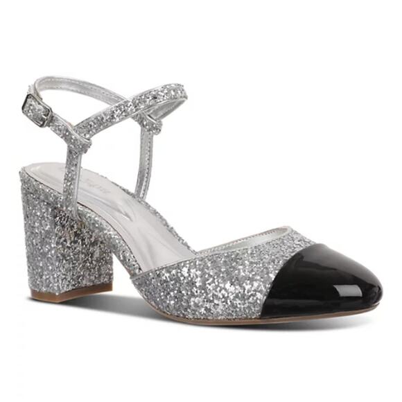 on 34th Shoes - On 34th Women's Dotti Captoe Pumps Silver Glitter / Black New Size 9.5